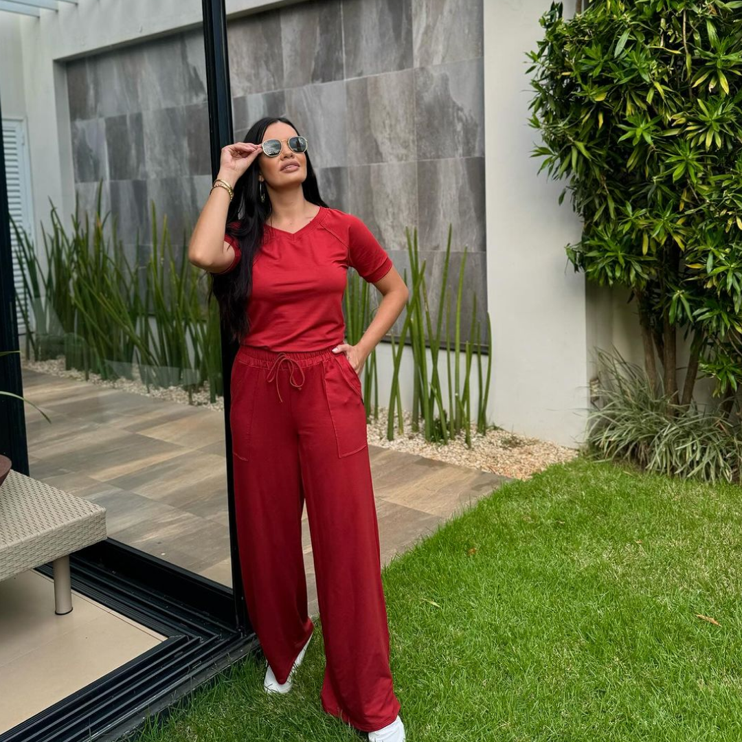 Conjunto de Moletom com Calça Wide Leg